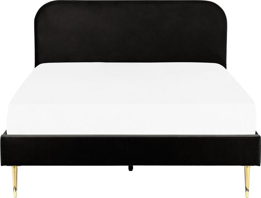 Beliani FLAYAT Tweepersoonsbed Zwart 160 x 200 cm Fluweel