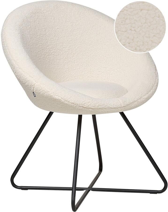 Beliani Eetkamerstoel FLOBY II Bouclé Gebroken wit