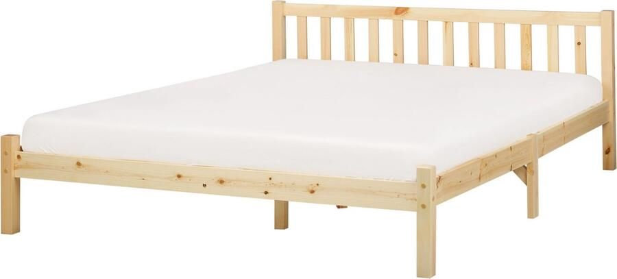 Beliani FLORAC Bed Lichthout 160 x 200 cm Dennenhout