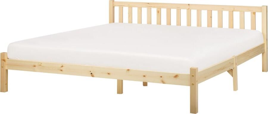 Beliani FLORAC Bed Lichthout 180 x 200 cm Dennenhout