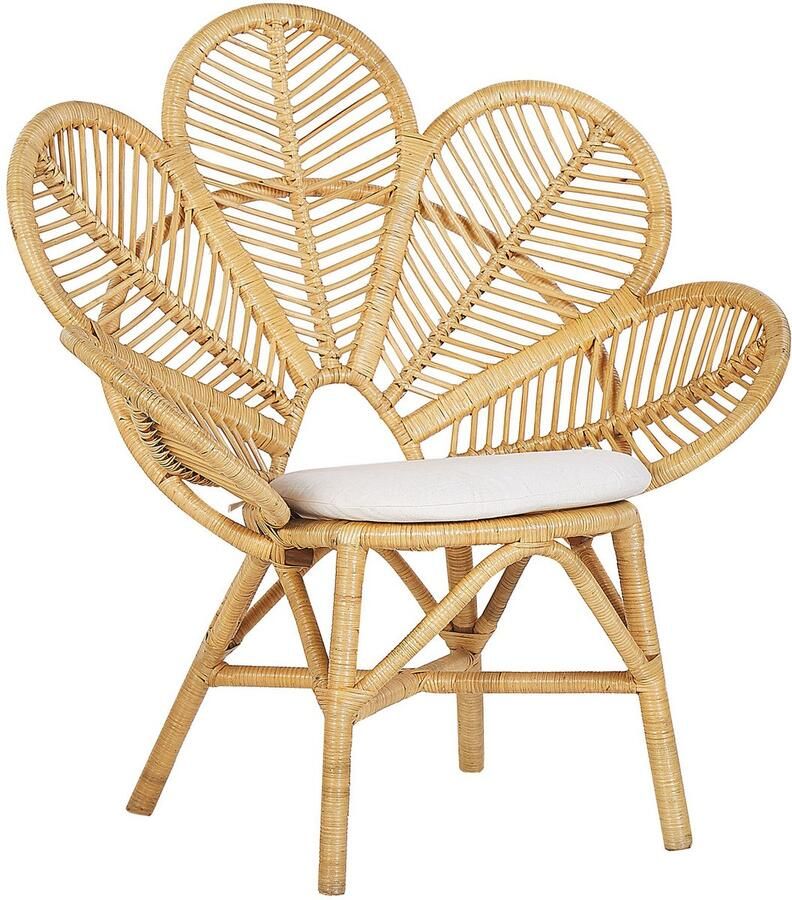 Beliani Pauwenstoel FLORENTINE Rotan Natuurlijk