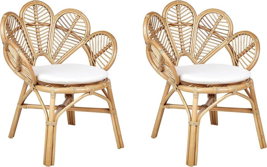 Beliani FLORENTINE II Fauteuil set van 2 Natuurlijk Rotan
