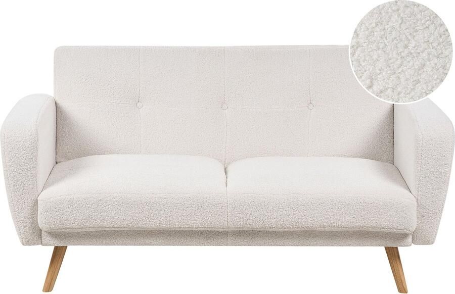 Beliani FLORLI Tweezitsbank-Lichte houtkleur-Bouclé