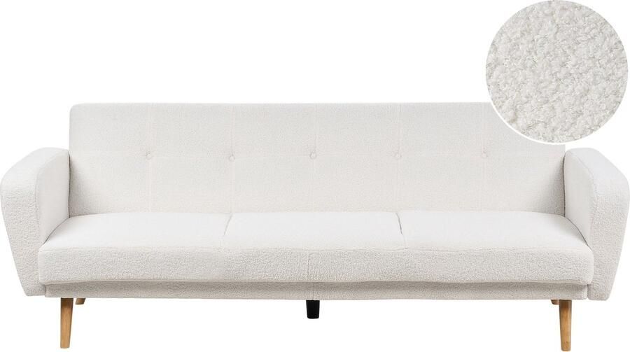 Beliani Slaapbank FLORLI Bouclé Gebroken wit 3-zitter