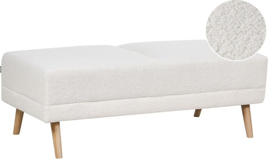 Beliani FLORLI Ottomaan-Lichte houtkleur-Bouclé