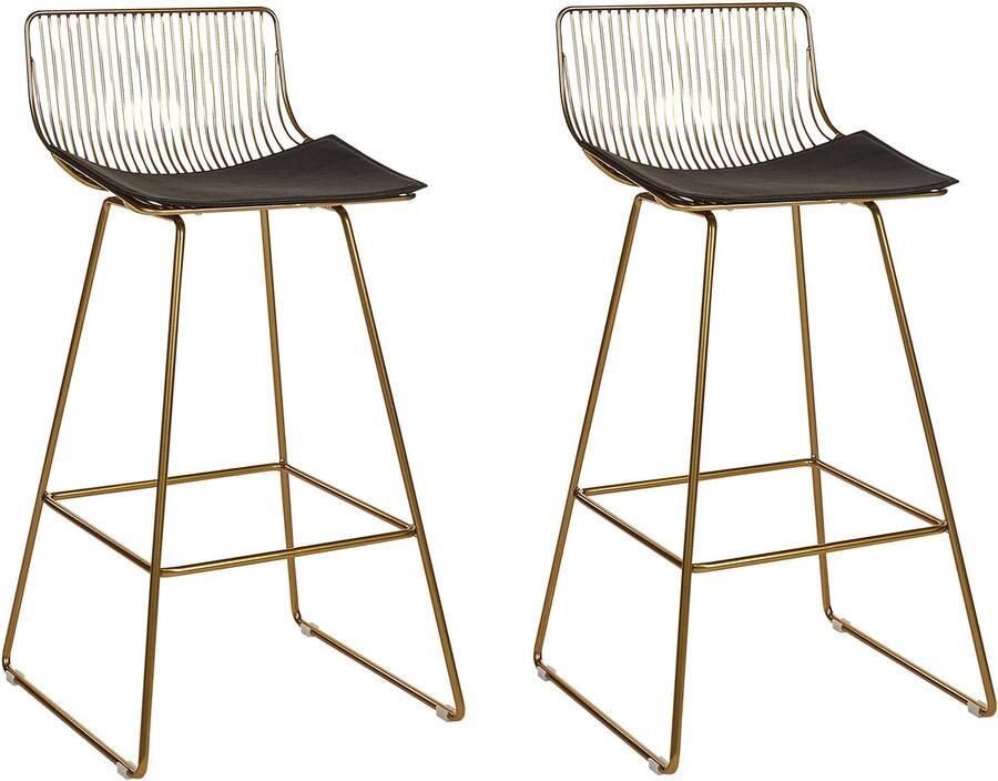 Beliani Set van 2 barstoelen FREDONIA Metaal Goud