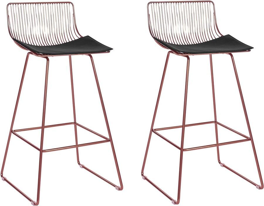 Beliani Set van 2 barstoelen FREDONIA Metaal Roségoud
