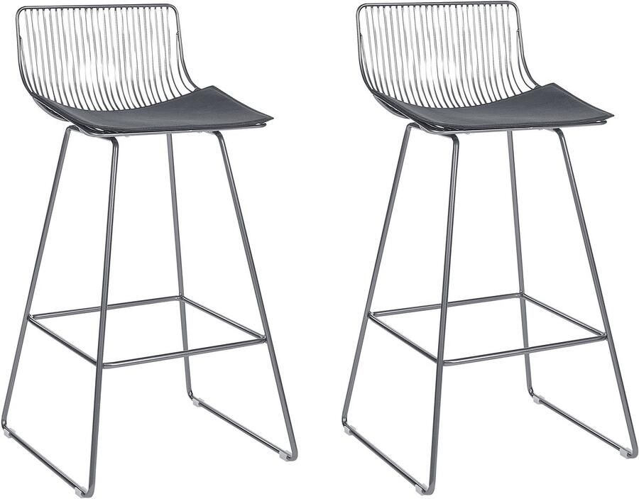 Beliani Set van 2 barstoelen FREDONIA Metaal Zilver