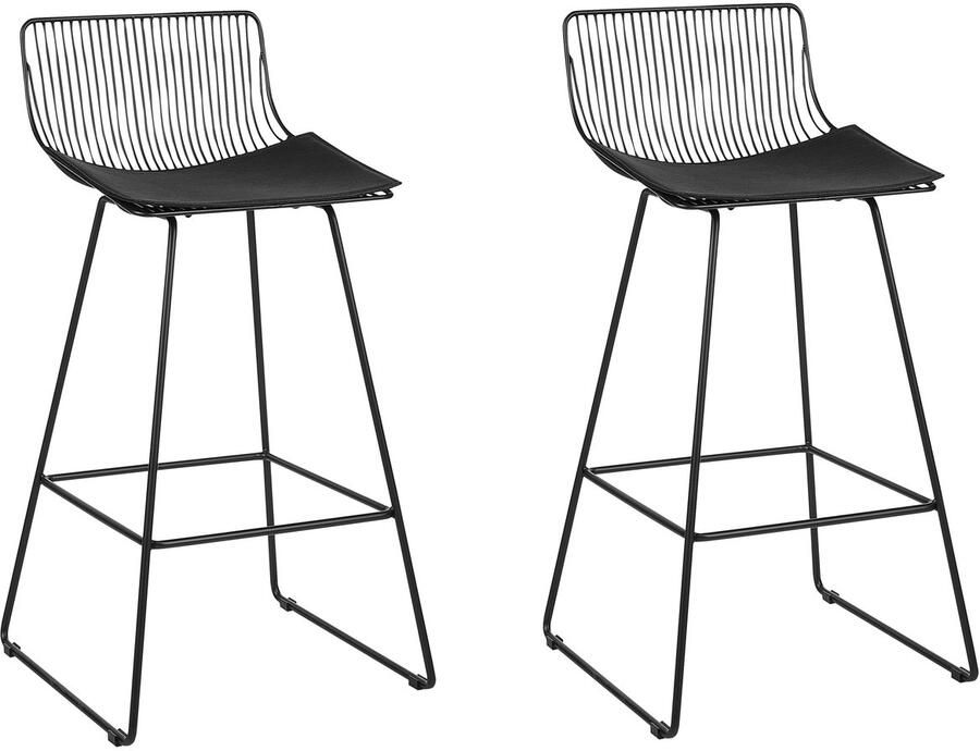 Beliani Set van 2 barstoelen FREDONIA Metaal Zwart