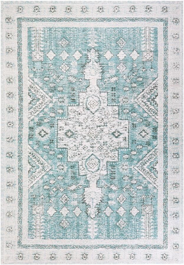 Beliani FULLA Laagpolig vloerkleed Mintgroen 160 x 230 cm Katoen - Foto 3