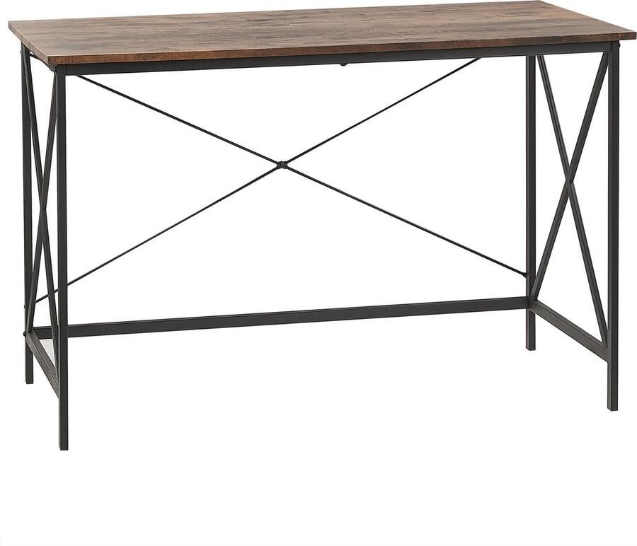 Beliani Bureau donkerhout zwart 115 x 60 cm FUTON