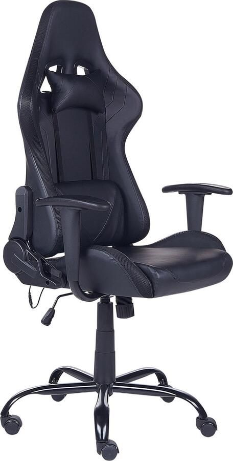 Beliani Gamestoel Draaibaar GLEAM Kunstleer Zwart