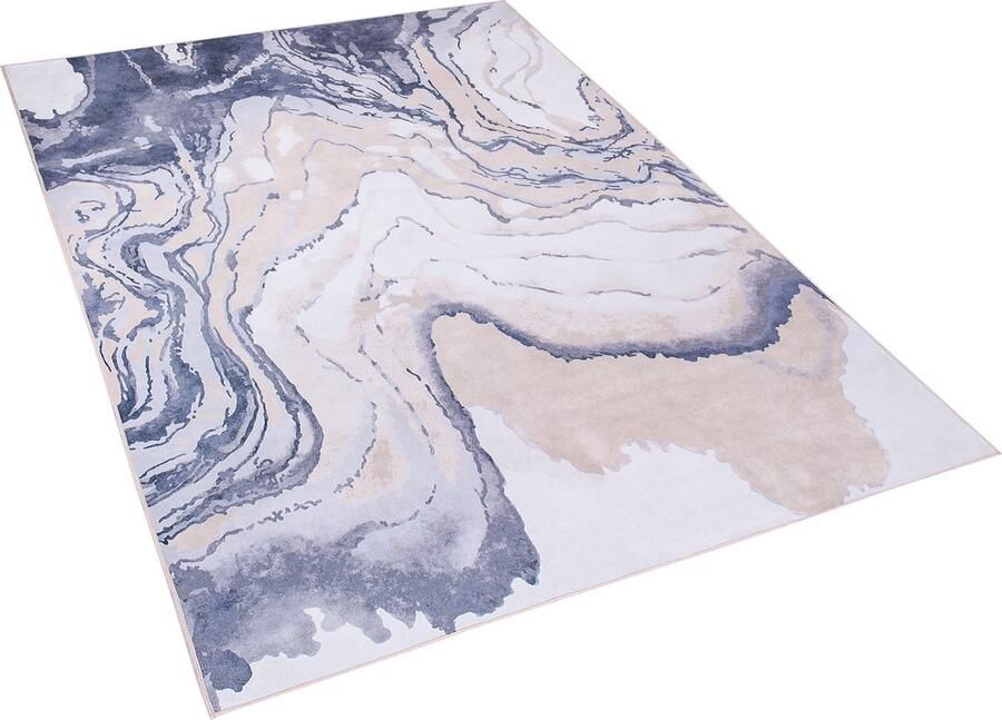 Beliani GEBZE Laagpolig vloerkleed Donkerblauw 140 x 200 cm Polyester