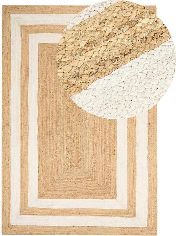 Beliani GEMEREK Vloerkleed Lichtbeige 160 x 230 cm Jute