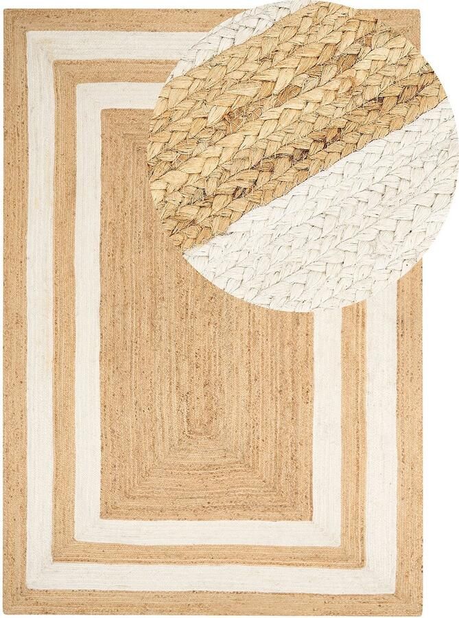 Beliani GEMEREK Vloerkleed Lichtbeige 200 x 300 cm Jute