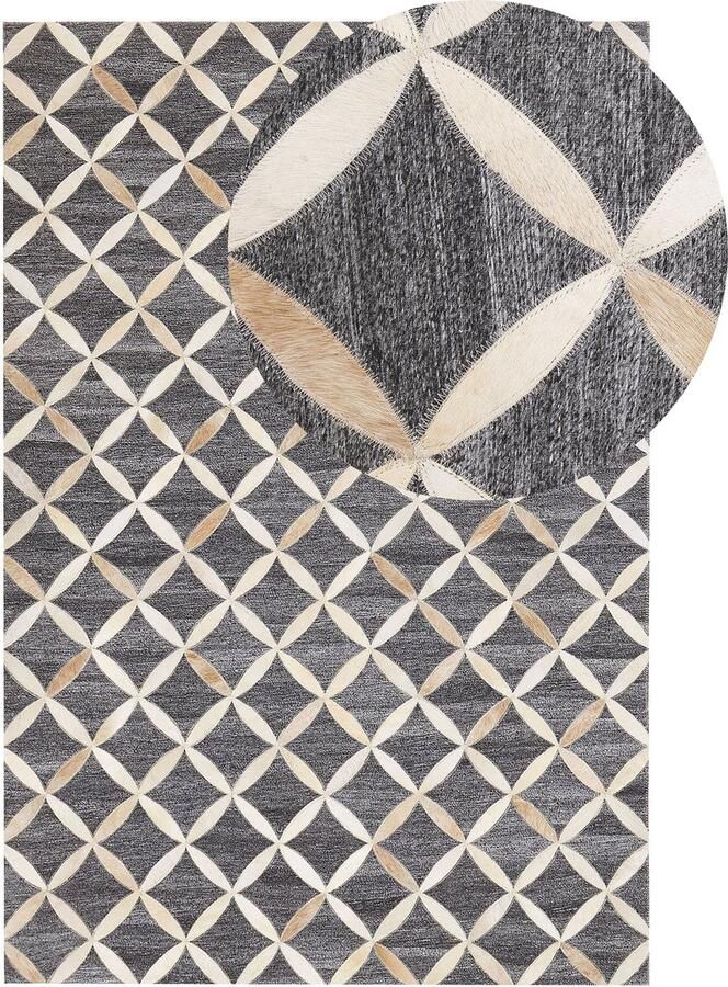 Beliani GENC Patchwork vloerkleed Grijs 140 x 200 cm Jacquard - Foto 1