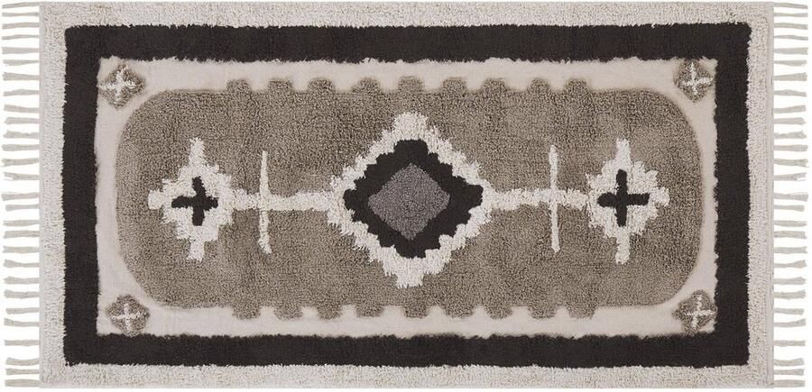 Beliani GEYVE Laagpolig vloerkleed Beige 80 x 150 cm Katoen - Foto 2