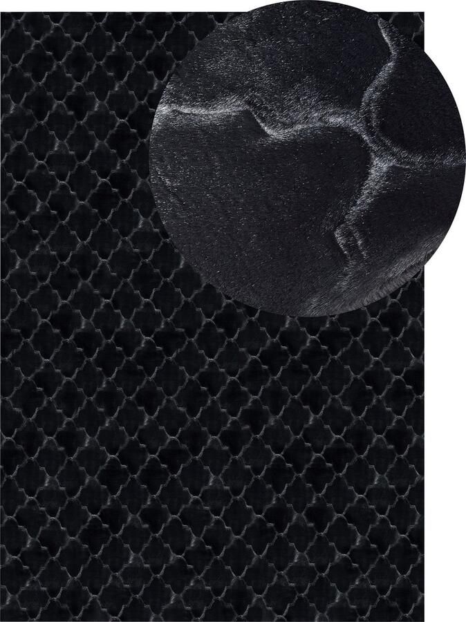 Beliani GHARO Shaggy vloerkleed Zwart 160 x 230 cm Polyester