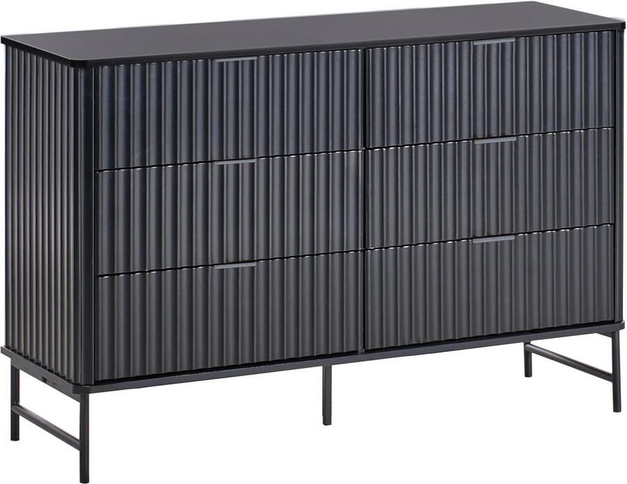 Beliani GLASTONBURY Ladekast 6 lades Zwart MDF