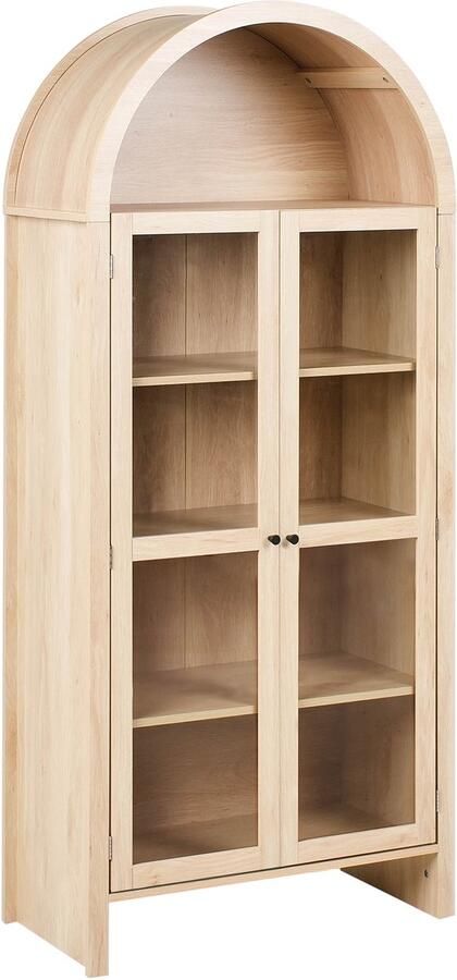 Beliani GLENWOOD Glazen vitrinekast Lichtbruin Vezelplaat