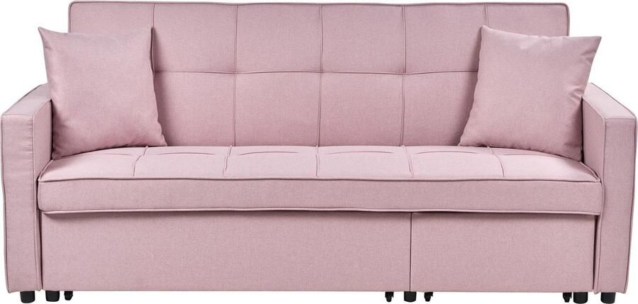 Beliani GLOMMA Slaapbank 3-zits Pastelroze Polyester
