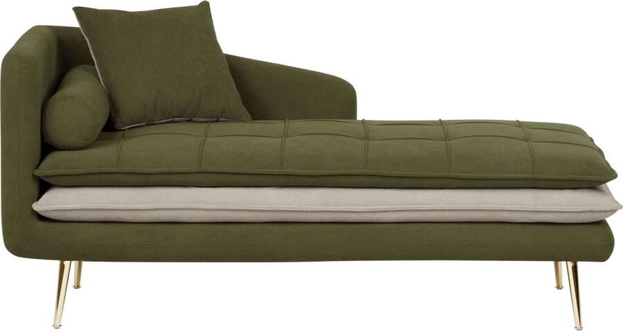 Beliani Linkszijdige chaise longue GONESSE Stof Groen