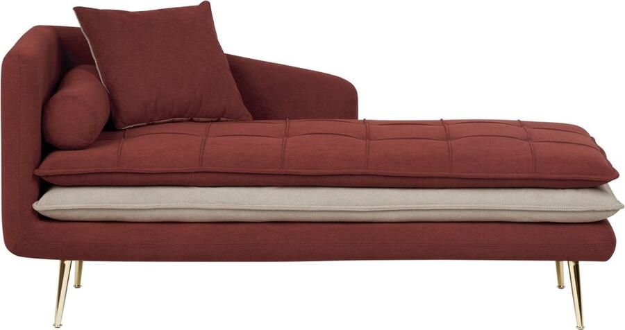 Beliani Linkszijdige chaise longue GONESSE Stof Rood