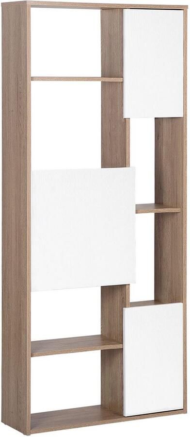 Beliani Boekenkast GRADA 175 cm Donkerbruin wit