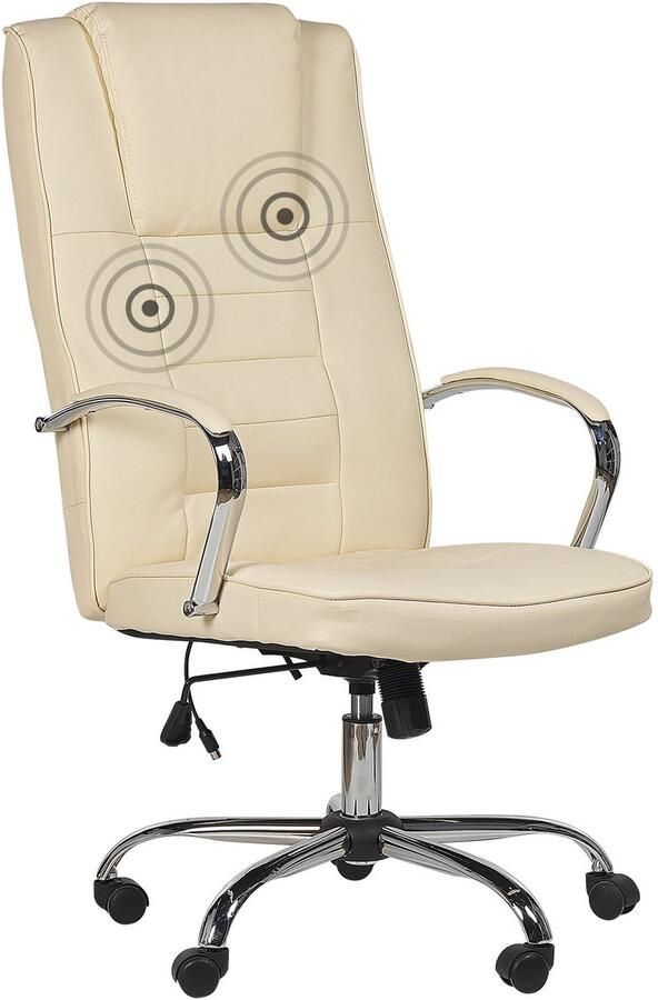 Beliani Massagestoel met verwarming GRANDEUR Kunstleer Crème - Foto 2