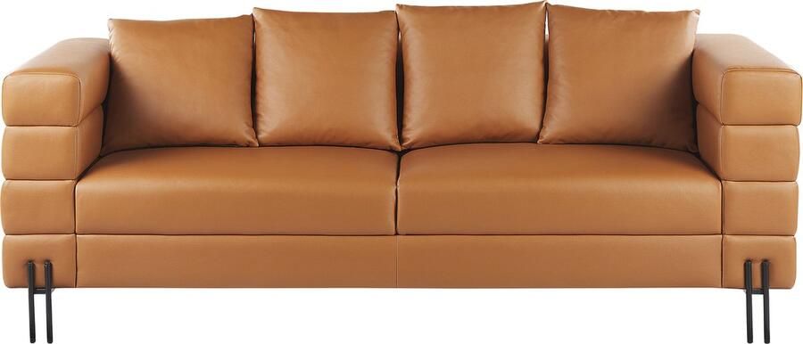 Beliani GRANNA Driezitsbank Lichtbruin Kunstleer - Foto 3