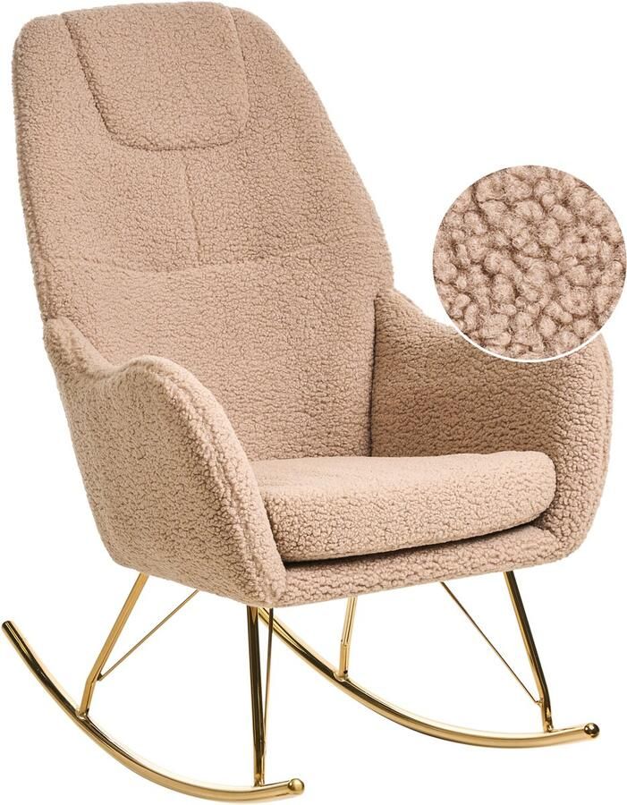 Beliani GULSELE Schommelstoel Beige Bouclé - Foto 1