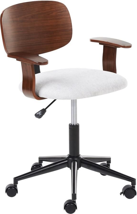 Beliani Bureaustoel Draaibaar GUNNISON Kunstlinnen Lichtgrijs