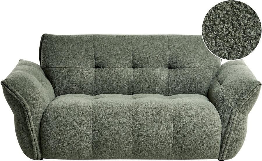 Beliani HALBA Tweezitsbank Donkergroen Bouclé