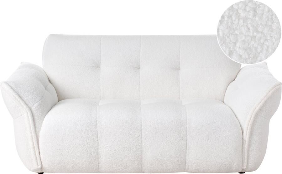 Beliani HALBA Tweezitsbank Wit Bouclé