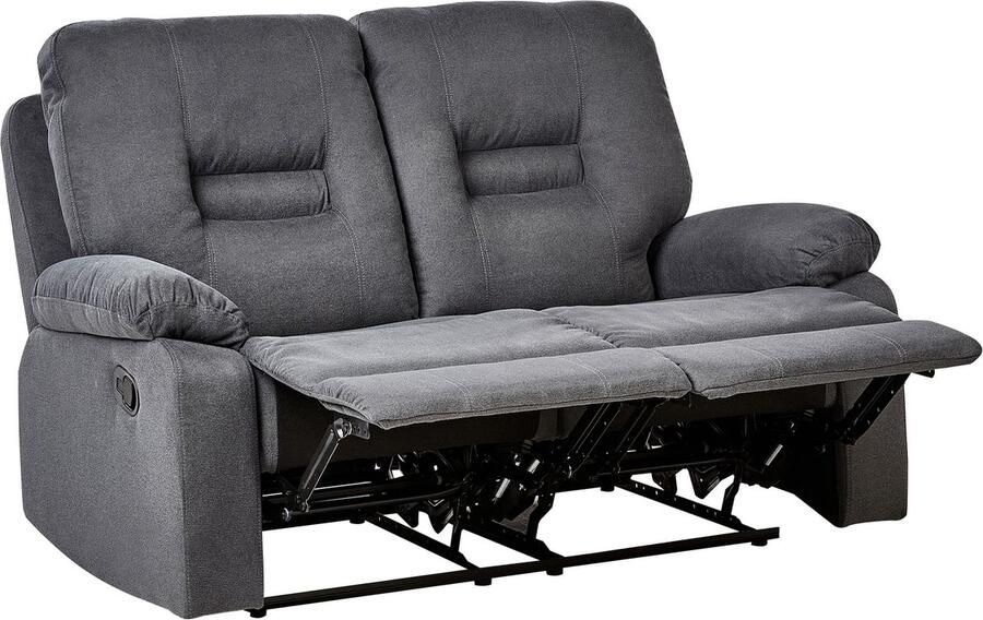 Beliani Handmatig verstelbare bank BERGEN II Stof Donkergrijs 2-zitter - Foto 2