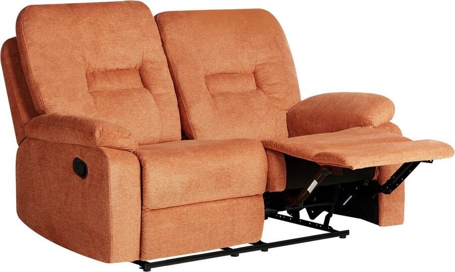 Beliani Handmatig verstelbare bank BERGEN Stof Oranje 2-zitter