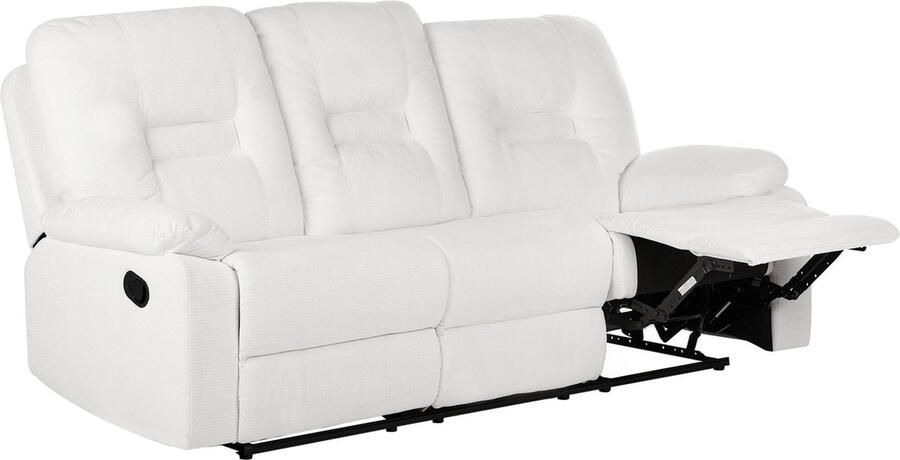 Beliani Handmatig verstelbare bank BERGEN Stof Wit 3-zitter