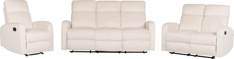 Beliani Elektrisch verstelbare bankenset VERDAL Fluweel Gebroken wit 6-zitter