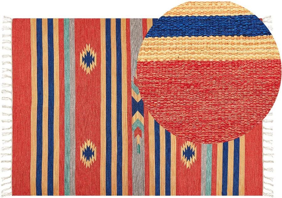 Beliani HATIS Vloerkleed Meerkleurig 140 x 200 cm Katoen