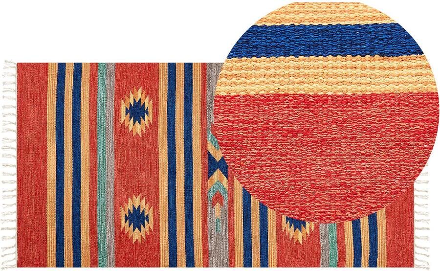 Beliani HATIS Vloerkleed Meerkleurig 80 x 150 cm Katoen