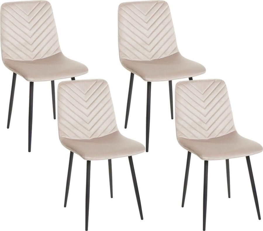 Beliani HAVRE Eetkamerstoelen set van 4 Beige Fluweel