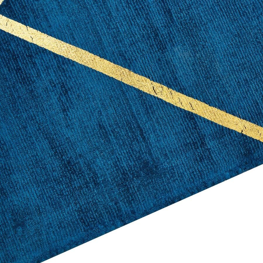 Beliani Vloerkleed viscose marineblauw goud 80 x 150 cm HAVZA