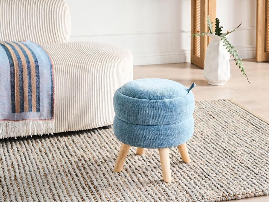 Beliani HAWLEY Poef Blauw Chenille
