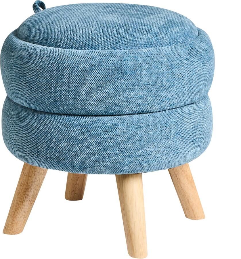 Beliani HAWLEY Poef Blauw Chenille - Foto 2