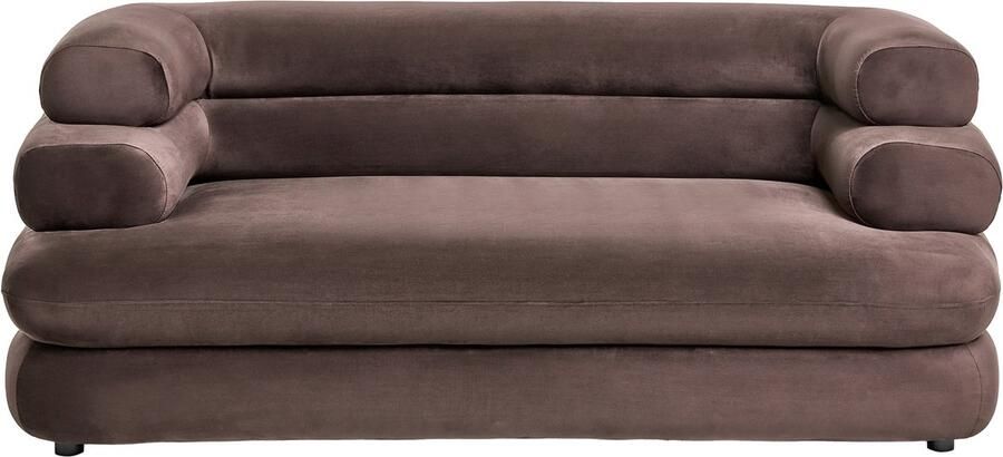 Beliani HELLE Tweezitsbank Donkerbruin Fluweel