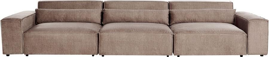 Beliani HELLNAR Driezitsbank Lichtbruin Polyester