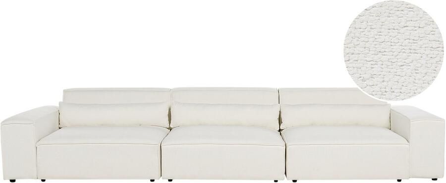 Beliani HELLNAR Driezitsbank Gebroken wit Bouclé