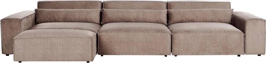 Beliani HELLNAR Driezitsbank met ottomaan Lichtbruin Polyester