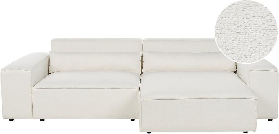 Beliani HELLNAR Hoekbank 2-zits Gebroken wit Linkszijdig Bouclé