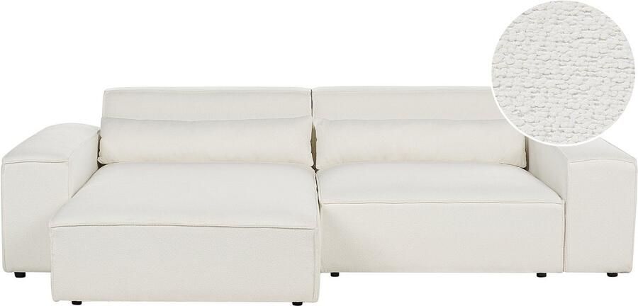 Beliani HELLNAR Hoekbank 2-zits Gebroken wit Rechtszijdig Bouclé